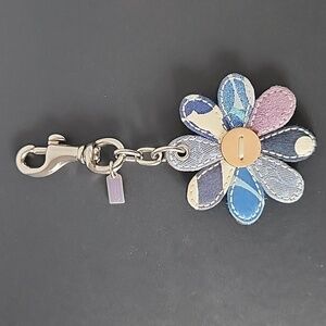 Coach Y2K Patchwork Flower Bag Charm Keychain, Denim, Suede, Satin, & Jacquard